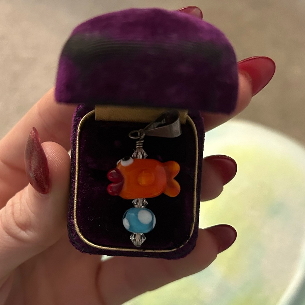 Hand blown glass fish necklace charm
